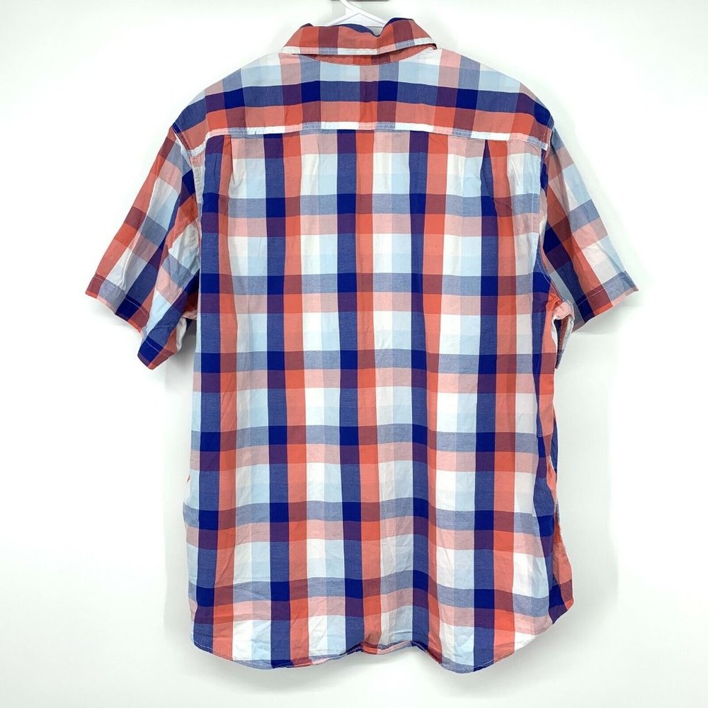 Merona Shirt Mens Blue White Plaid Button Down Short Sleeve - Picture 5 of 7